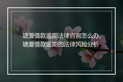 塘厦借款逾期法律咨询怎么办,塘厦借款逾期的法律风险分析