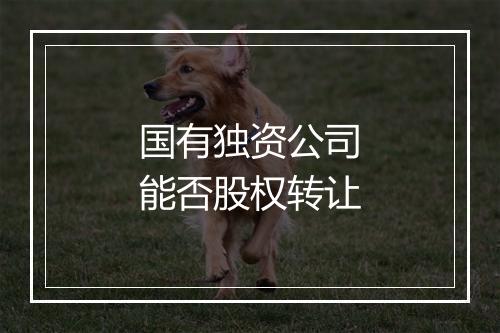 国有独资公司能否股权转让