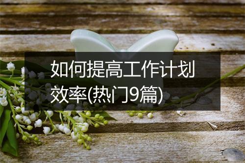 如何提高工作计划效率(热门9篇)