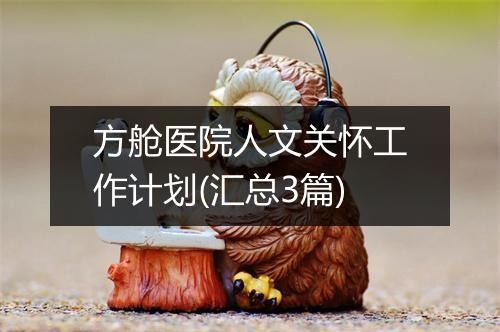 方舱医院人文关怀工作计划(汇总3篇)