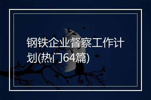 钢铁企业督察工作计划(热门64篇)