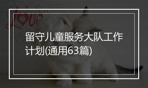 留守儿童服务大队工作计划(通用63篇)