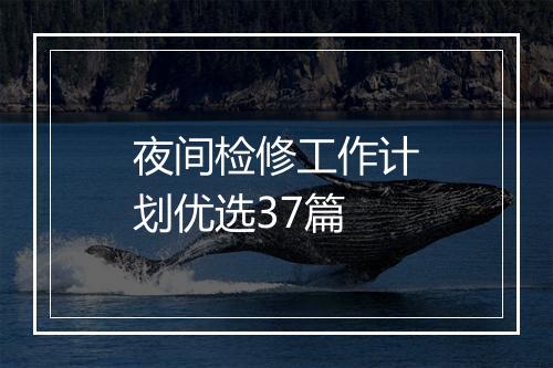 夜间检修工作计划优选37篇