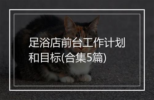 足浴店前台工作计划和目标(合集5篇)