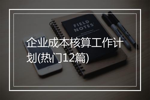 企业成本核算工作计划(热门12篇)