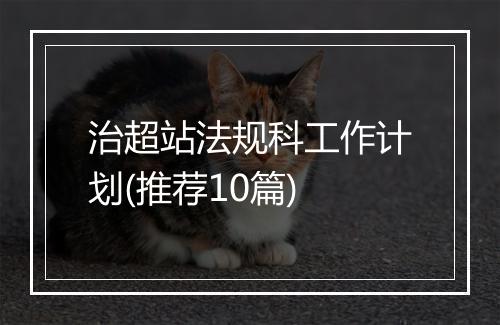 治超站法规科工作计划(推荐10篇)
