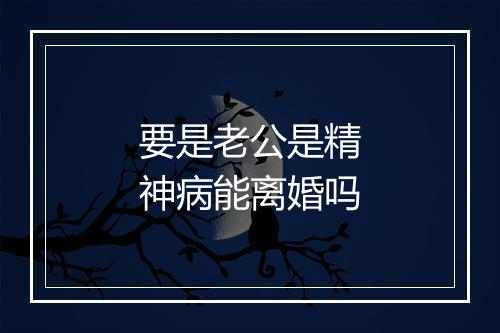 要是老公是精神病能离婚吗