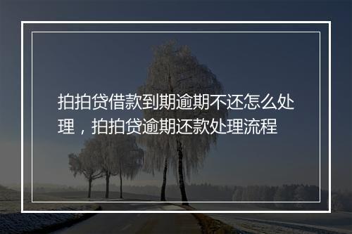 拍拍贷借款到期逾期不还怎么处理，拍拍贷逾期还款处理流程
