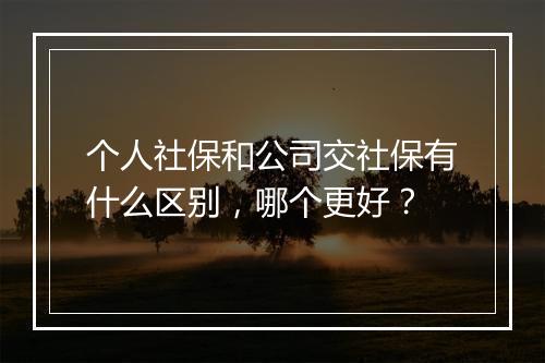 个人社保和公司交社保有什么区别，哪个更好？