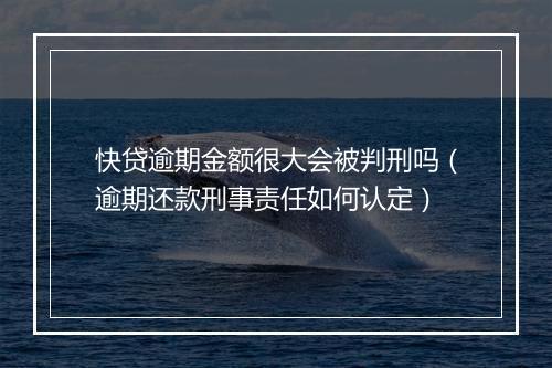 快贷逾期金额很大会被判刑吗（逾期还款刑事责任如何认定）
