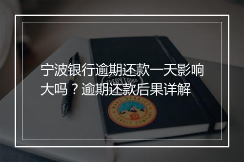 宁波银行逾期还款一天影响大吗？逾期还款后果详解