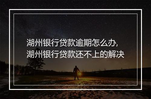 湖州银行贷款逾期怎么办,湖州银行贷款还不上的解决