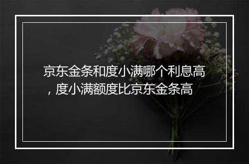 京东金条和度小满哪个利息高，度小满额度比京东金条高