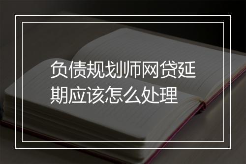 负债规划师网贷延期应该怎么处理