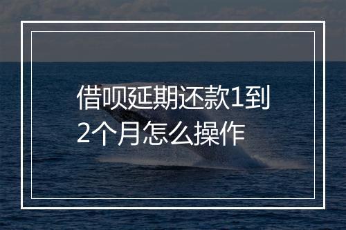 借呗延期还款1到2个月怎么操作