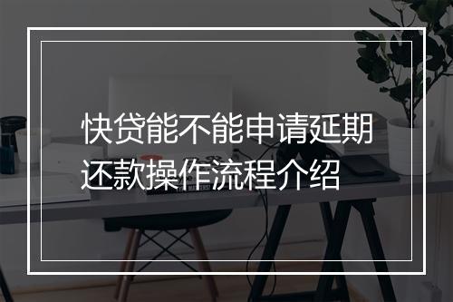 快贷能不能申请延期还款操作流程介绍
