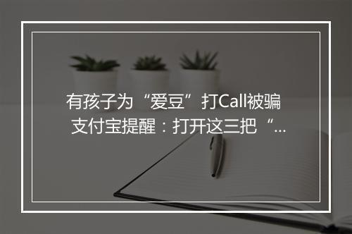有孩子为“爱豆”打Call被骗 支付宝提醒：打开这三把“锁