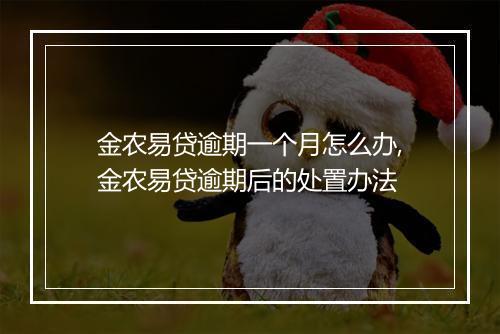 金农易贷逾期一个月怎么办,金农易贷逾期后的处置办法
