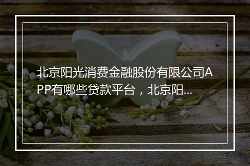 北京阳光消费金融股份有限公司APP有哪些贷款平台，北京阳光消费金融股份有限公司app