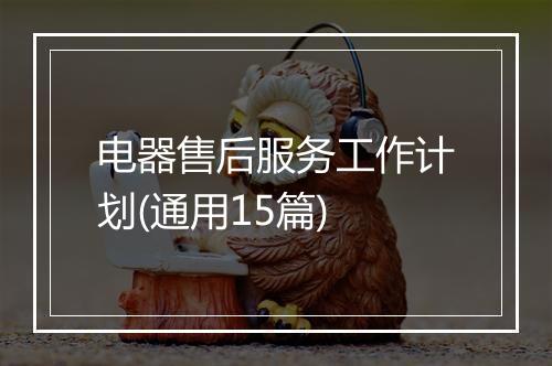 电器售后服务工作计划(通用15篇)