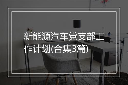 新能源汽车党支部工作计划(合集3篇)