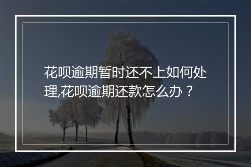 花呗逾期暂时还不上如何处理,花呗逾期还款怎么办？