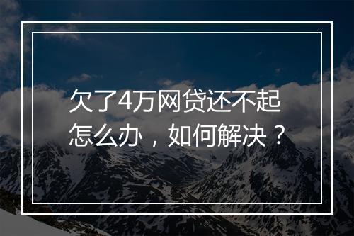 欠了4万网贷还不起怎么办，如何解决？