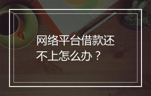 网络平台借款还不上怎么办？