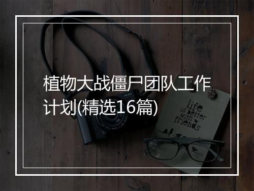 植物大战僵尸团队工作计划(精选16篇)