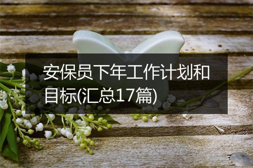 安保员下年工作计划和目标(汇总17篇)