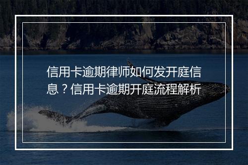 信用卡逾期律师如何发开庭信息？信用卡逾期开庭流程解析