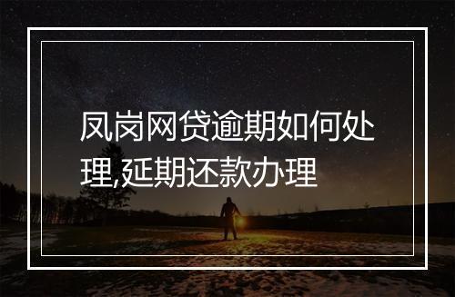 凤岗网贷逾期如何处理,延期还款办理