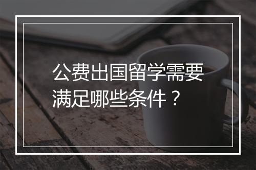 公费出国留学需要满足哪些条件？