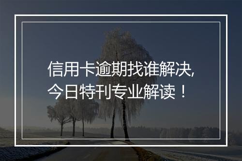 信用卡逾期找谁解决,今日特刊专业解读！