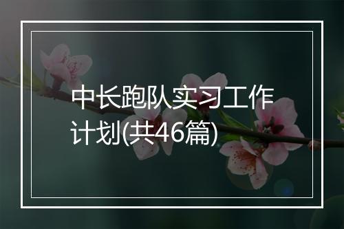 中长跑队实习工作计划(共46篇)