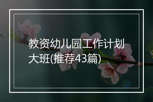 教资幼儿园工作计划大班(推荐43篇)