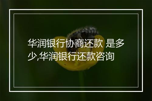 华润银行协商还款 是多少,华润银行还款咨询