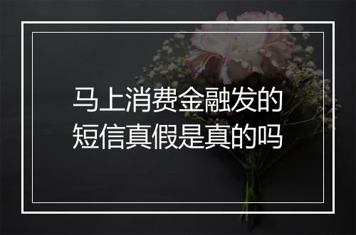 马上消费金融发的短信真假是真的吗