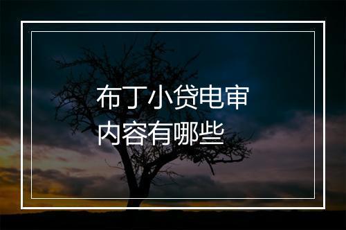 布丁小贷电审内容有哪些