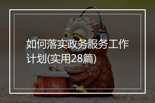 如何落实政务服务工作计划(实用28篇)