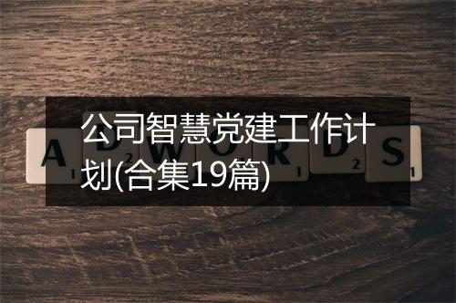 公司智慧党建工作计划(合集19篇)