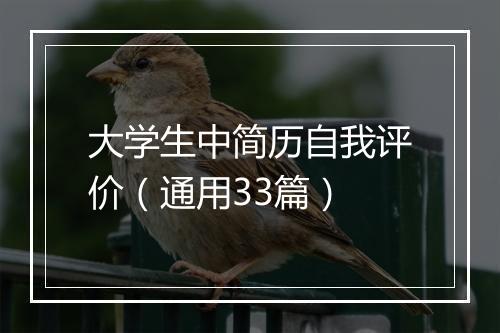 大学生中简历自我评价（通用33篇）