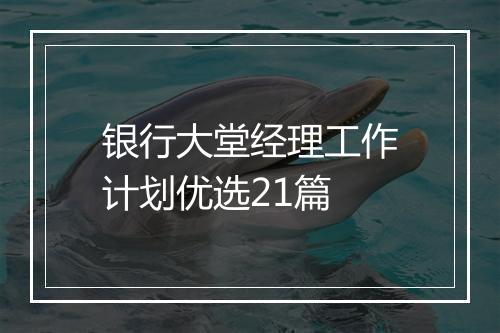 银行大堂经理工作计划优选21篇