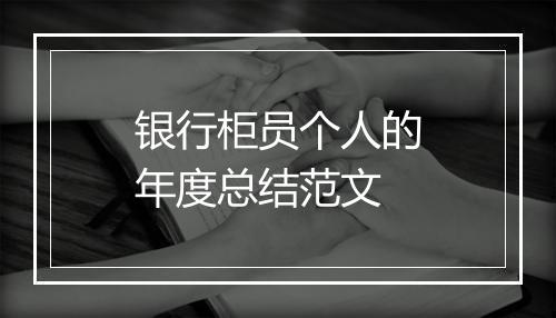 银行柜员个人的年度总结范文