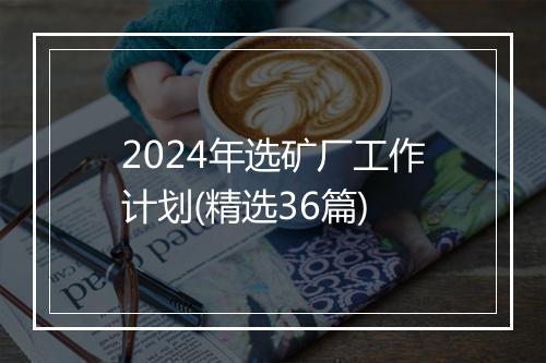 2024年选矿厂工作计划(精选36篇)