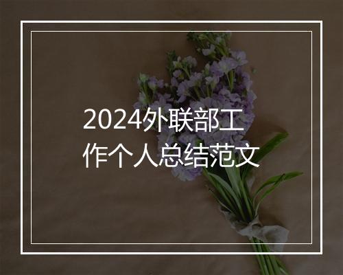2024外联部工作个人总结范文