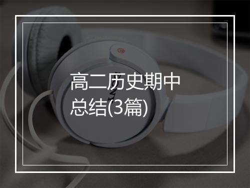 高二历史期中总结(3篇)