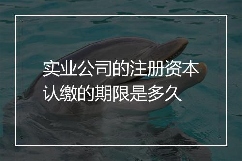 实业公司的注册资本认缴的期限是多久