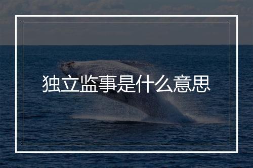独立监事是什么意思