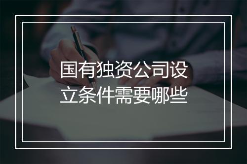 国有独资公司设立条件需要哪些